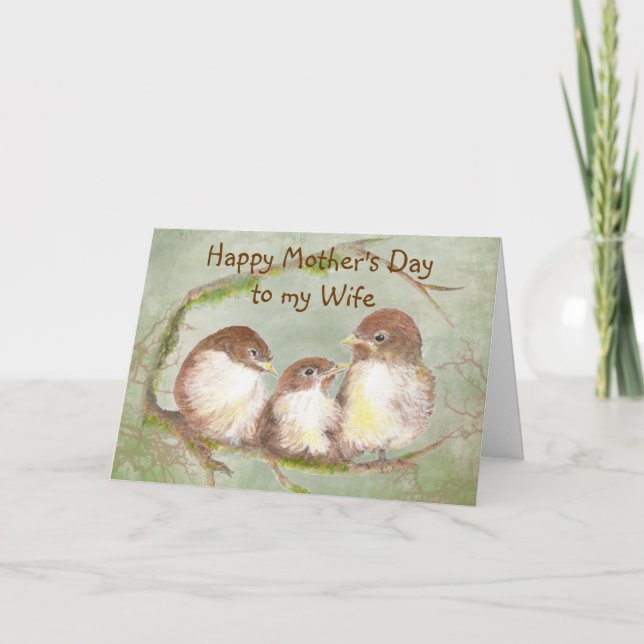 Mors dag till familjen Cute Sparrow Bird Kort (Framsida)