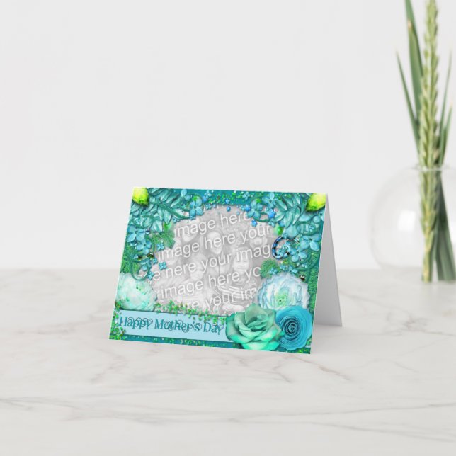 Mors dag - TILLFOGA DITT FOTO - blåttfantasi Kort (Framsida)