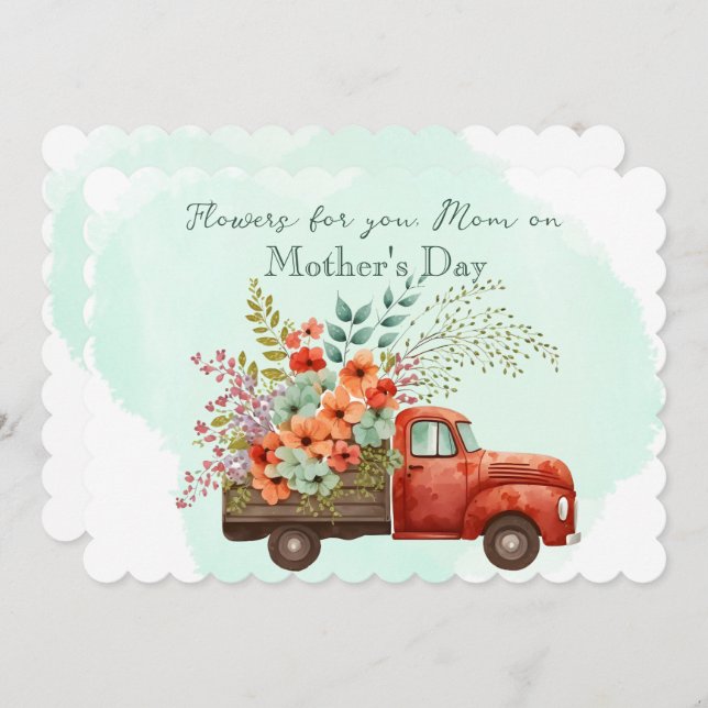 Mors dag Truckload of Flowers Julkort (Fram/baksida)