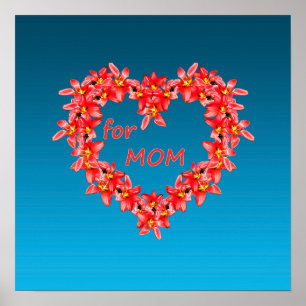 Mors dag - Tulpanhjärta för MAMMA - Blå Poster