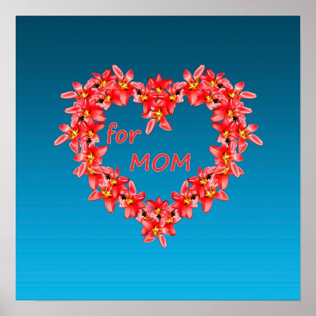 Mors dag - Tulpanhjärta för MAMMA - Blå |  Poster (Framsidan)