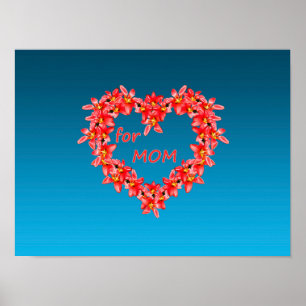 Mors dag - Tulpanhjärta för MAMMA - Blå Poster