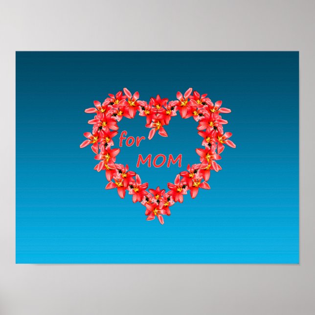 Mors dag - Tulpanhjärta för MAMMA - Blå |  Poster (Framsidan)