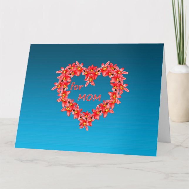 Mors dag - Tulpanhjärta för MAMMA - Blå |  Tack Kort (Framsida)
