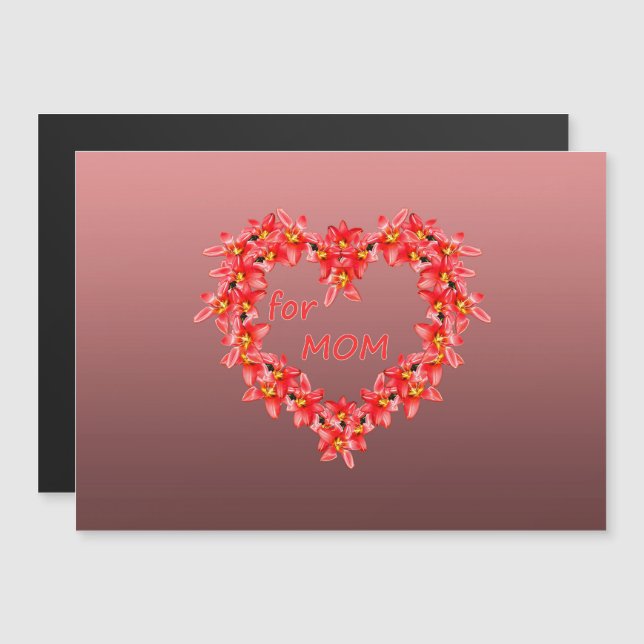Mors dag - Tulpanhjärta för MAMMA - Ros |  (Fram/baksida)
