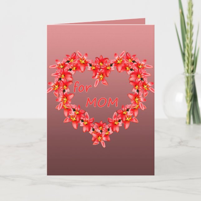 Mors dag - Tulpanhjärta för MAMMA - Ros |  Helgkort (Framsida)