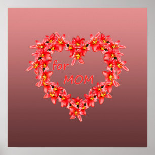 Mors dag - Tulpanhjärta för MAMMA - Ros Poster