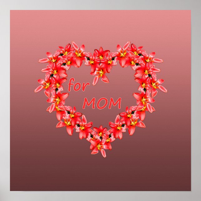 Mors dag - Tulpanhjärta för MAMMA - Ros |  Poster (Framsidan)