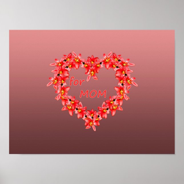 Mors dag - Tulpanhjärta för MAMMA - Ros |  Poster (Framsidan)