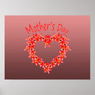 Mors dag - Tulpörtillustration på rosa Poster