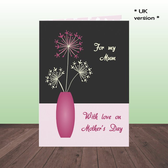Mors dag UK-blommor i vas moderna Kort (For Mum)