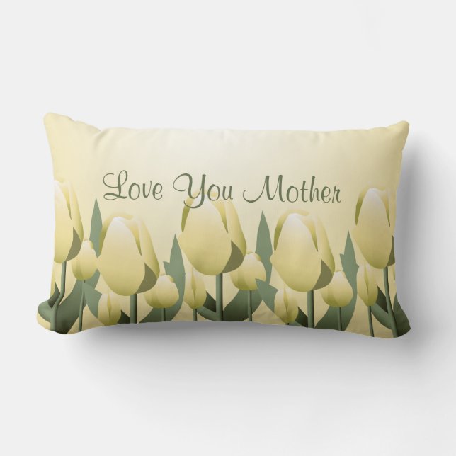 Mors dag Vår Tulips Kärlek Mamma Gult Lumbar Lumbarkudde (Framsida)