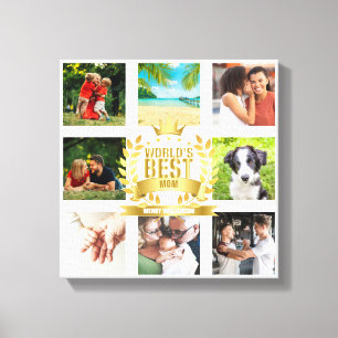Mors dag Världens bästa mamma Familjefotocollage Canvastryck