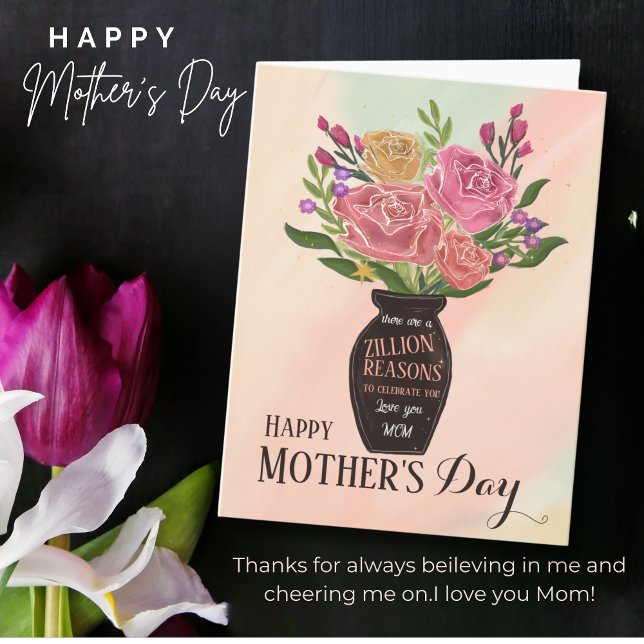 Mors dag Vas med blommor Helgkort (Mother's Day Vase with Flowers Holiday Card )