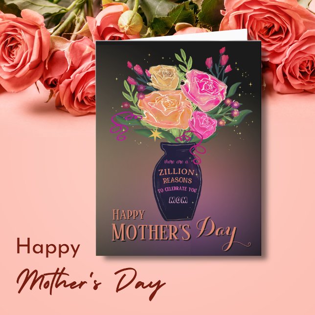 Mors dag Vas med blommor och text Helgkort (Mother's Day Vase with Flowers and text Holiday Card )