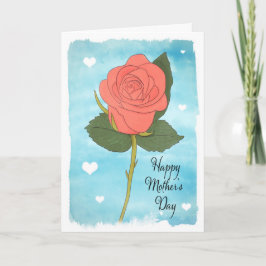 Mors dag vattenfärg, färgad Rosa ros Helgkort