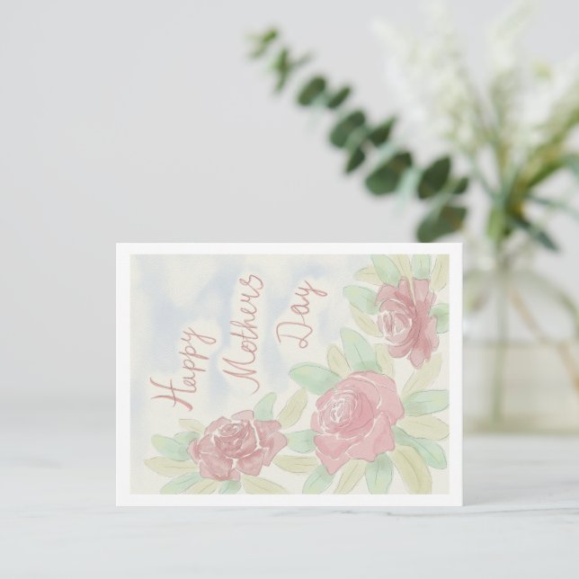 Mors dag vattenfärg vykort (Stående Fram)