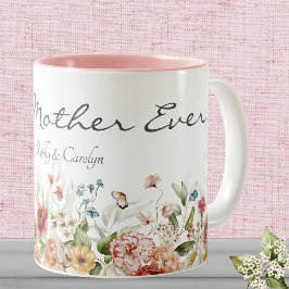 Mors dag vattenfärgsfärg Blommigt 11oz Två-Tonad Mugg