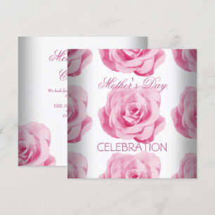 Mors dag Vita Rosa rosor Blommor Inbjudningar
