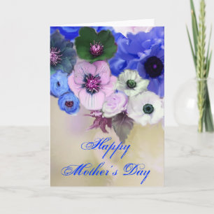 MORS DAG VITE BLUE RO OCH ANEMONFLÖDEN KORT