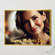 Mors dag vykort med Anpassningsbar Fotoguldfolie