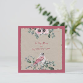 Mors dag Watercolor Flowers och Bird