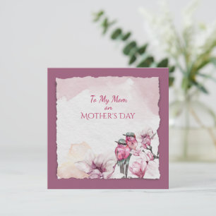 Mors dag Watercolor Flowers och Bird