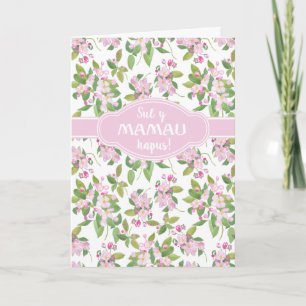 Mors dag Welsh Hälsning Rosa Apple Blommar Kort