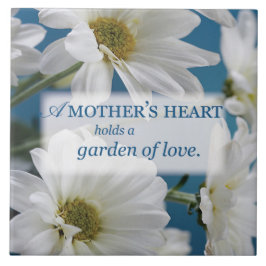 Mors dag White Daisys Garden Kärlek Blå himmel Kakelplatta