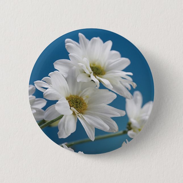 Mors dag White Daisys Garden Kärlek Blå himmel Knapp (Framsida)