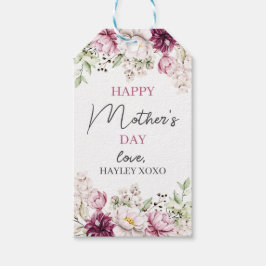 Mors dag White & Lila Blommigt Greenery Favor Presentetikett