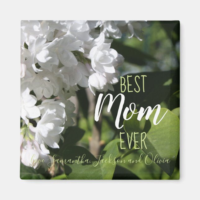 Mors dag White Lilacs Best Mamma någonsin Magnet (Framsidan)