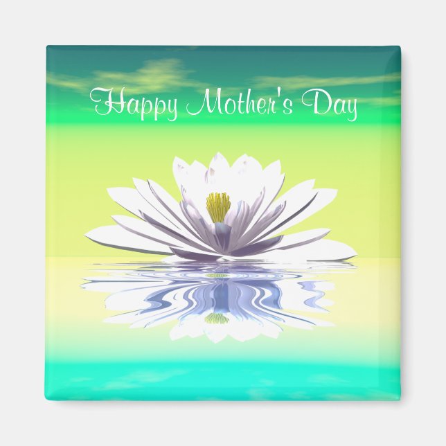 Mors dag White Vatten Lily Magnet (Framsidan)