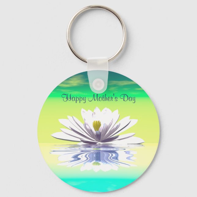 Mors dag White Vatten Lily Nyckelring (Framsida)