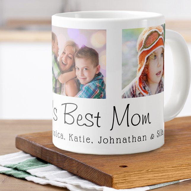 Mors dag World's Best Mamma 3 Photos Jumbo Mugg (Mother's Day World's Best Mom 3 Photos Giant Coffee Mug)