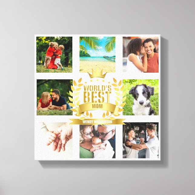 Mors dag Worlds Best Mamma Family Photo Collage Canvastryck (Framsida)