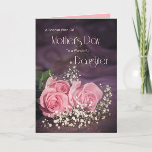 Mors dagkort för dotter med rosa ros kort