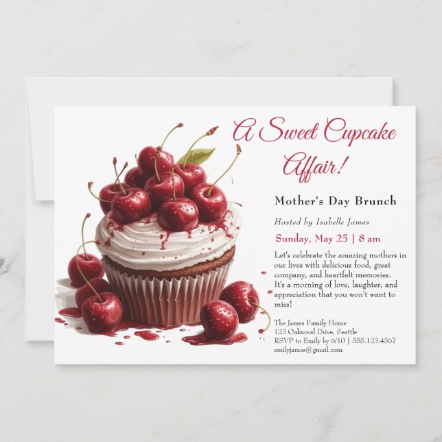 Mors dags Brunch-inbjudan – Cupcake-fest Inbjudningar (Framsida)
