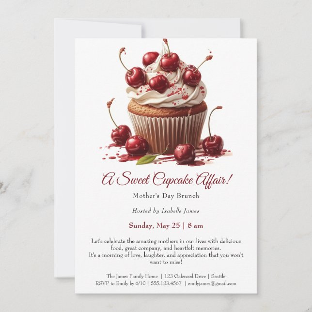 Mors dags Brunch-inbjudan – Cupcakes-fest Inbjudningar (Framsida)