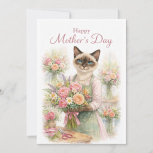 Mors dags floristkatt julkort
