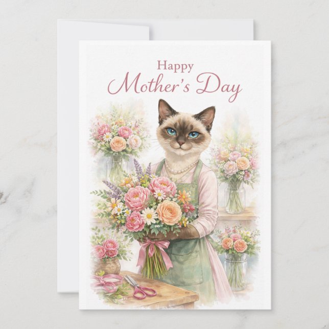 Mors dags floristkatt  julkort (Framsida)