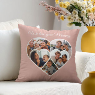 Mors dags fotokollage Hjärta Familjefoto  Kudde