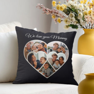 Mors dags fotokollage Hjärta Familjefoto Kudde