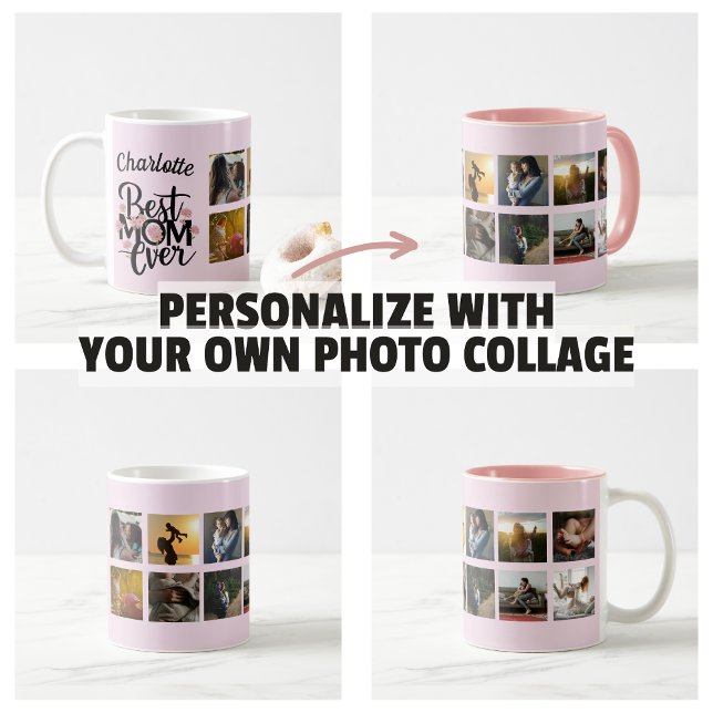 Mors Dags Fotokollage Världens Bästa Mamma Minnesg Kaffemugg (Mothers Day Photo Collage Best Mom Ever Keepsake Mug)