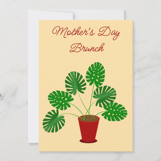 Mors Dags Monstera Växt Anpassad Brunch Inbjudningar (Framsida)