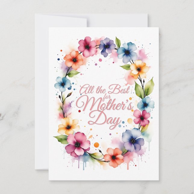 Mors dags vattenfärg blomsterkrans (Framsida)
