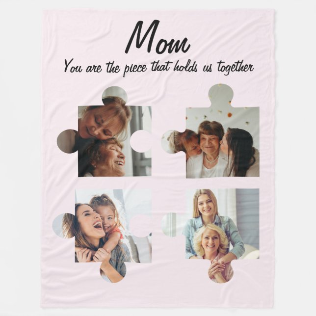 Mors dagskustomgift för mamma - 4 foto fleecefilt (Framsidan)
