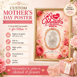 Mors dagsposter med redigerbar bild och text poster