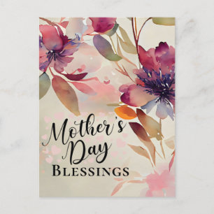 Mors dagsskickelser Blommig vattenfärg Bibel Vykort