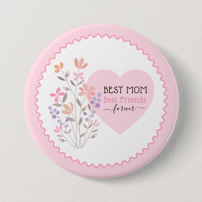 Mor's Day Best Friends For Blommigt Heart Knapp (Framsida)